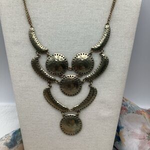 Lucky Brand Gold Hammered Bib Necklace